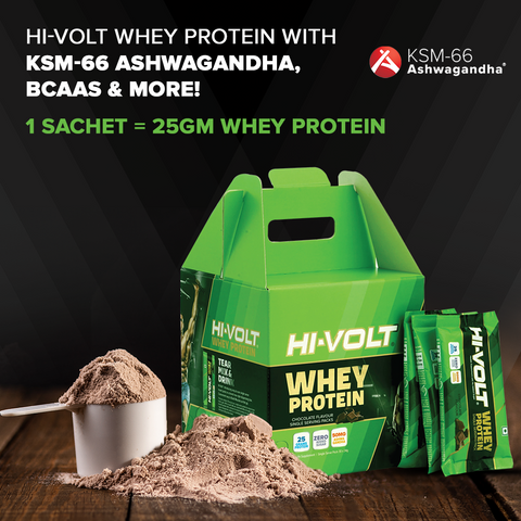 Hi-Volt Whey Protein (Chocolate) - 1 KG | Pack of 30 Sachet