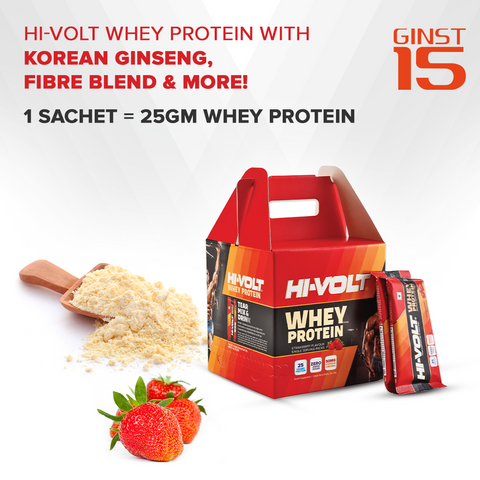 Hi-Volt Whey Protein (Strawberry) - Pack of 30 Sachet