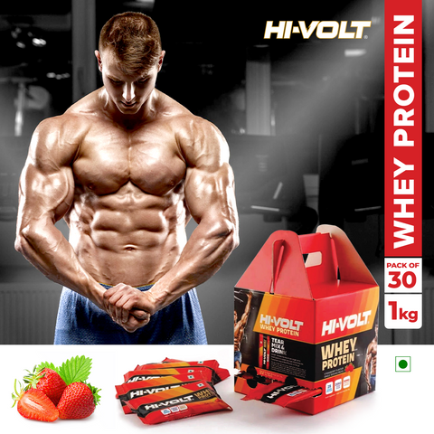Hi-Volt Whey Protein (Strawberry) - Pack of 30 Sachet